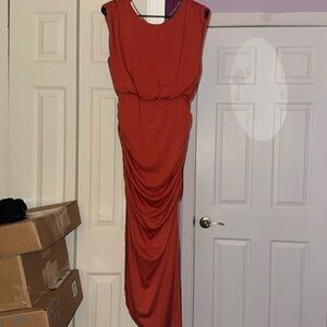 🍑 Coral Pwach Women’s Ruched Dresa with Slit with back diamond piece Size M